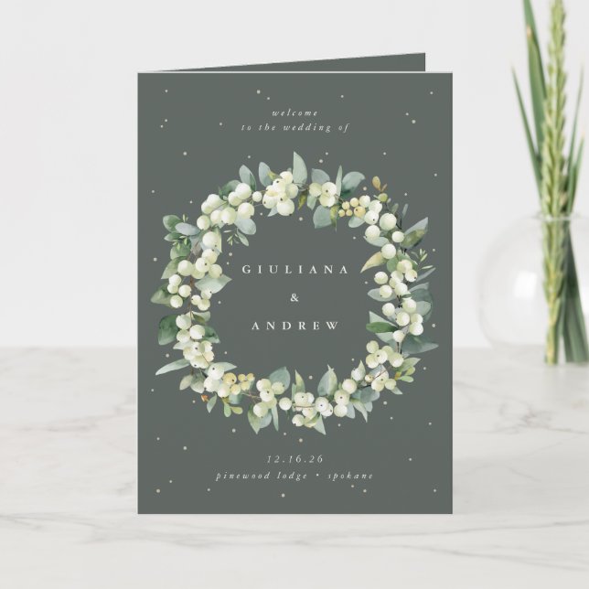 Programme Elégant Mariage d'hiver Eucalyptus & Snowberry Ver (Devant)