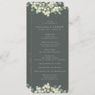 Programme Elégant Mariage d'hiver Eucalyptus & Snowberry Ver