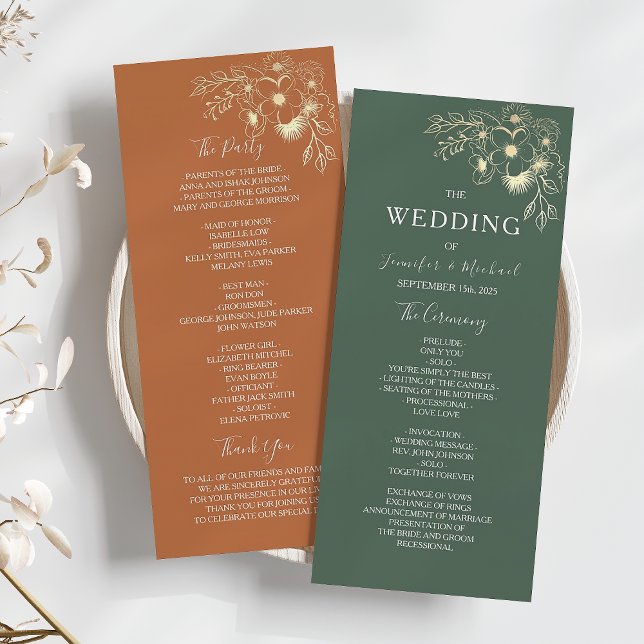 Programme Élégant Mariage en terre cuite et vert olive (Créateur téléchargé)