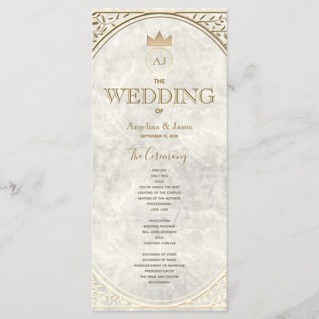 Programme Élégant Mariage ivoire et or (Devant)