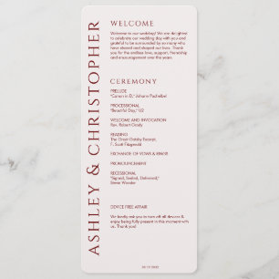 Programme Élégant Mariage rouge Crimson moderne