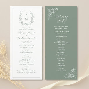 Programme Élégant Mariage vert de l'échelle de monogramme bo