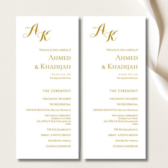 Programme Elegant Minimalist Modern Islamic Wedding Program (Créateur téléchargé)