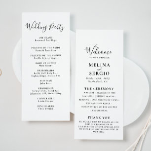 Programme Élégant minimaliste Mariage de calligraphie