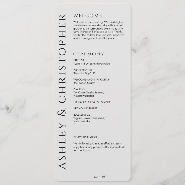 Programme Élégant moderne fumée Mariage noir (Devant)