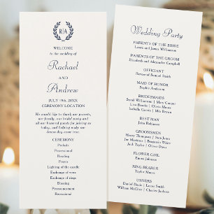 Programme Élégant Monogram Marine Cream Mariage Timeline Pla