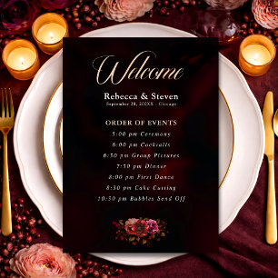 Programme Élégant moody rouge noir mariage