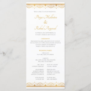 Programme Élégant Motif d'or Mariage indien