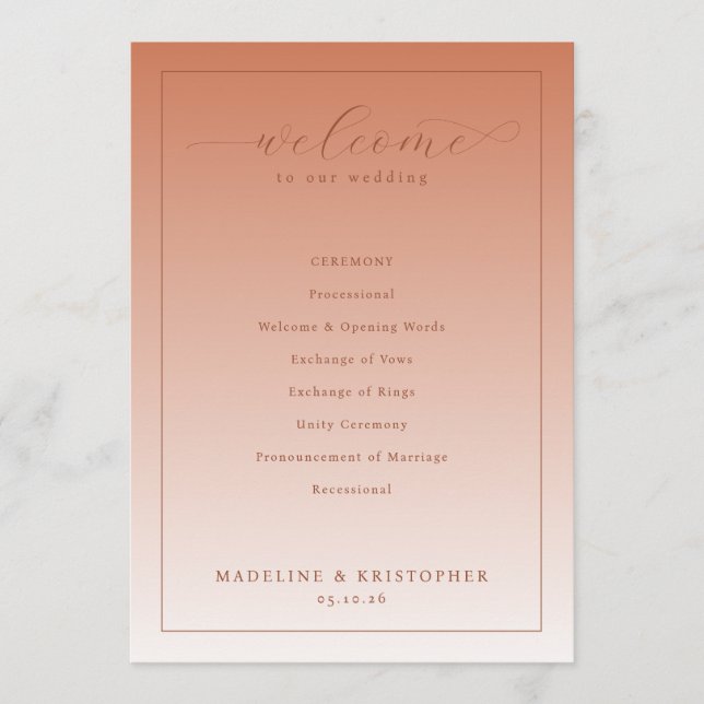 Programme Elegant Peach Wedding Ceremony Program (Devant)