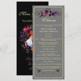 Programme Élégant Photo Dark Automne Floral Mariage