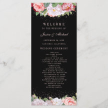 Élégant Rose floral rose Mariage noir