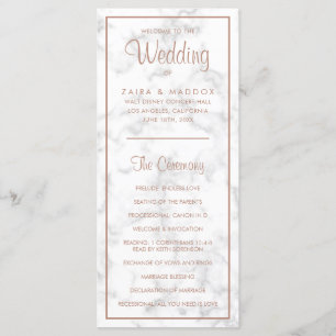 Programme Élégant Rose moderne  or marbre Mariage