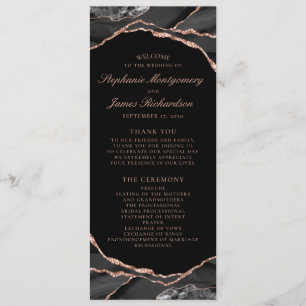 Programme Élégant Rose noir Gold Foil Mariage Agate