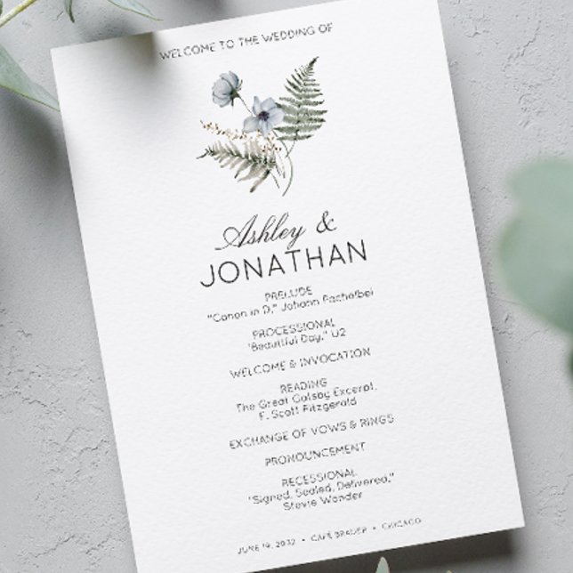 Programme Élégant Rustique moderne Mariage Fleur sauvage (Créateur téléchargé)