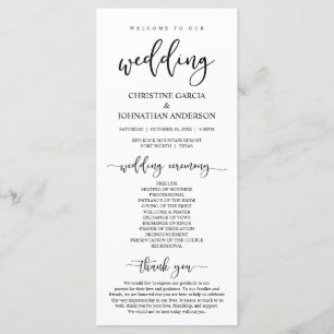 Programme Élégant script noir, notre cérémonie Mariage