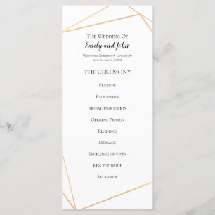 Programme Élégant Simple Gold Geometry LInes Mariage