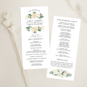 Programme Élégant Vert or Floral verdure Mariage de couronne