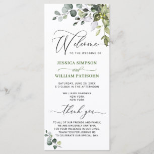 Programme Elégante aquarelle Eucalyptus Mariage Ceremony Pro