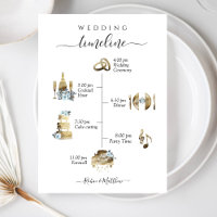 Elégante aquarelle Mariage Timeline bleu floral
