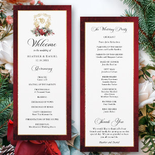 Programme Élégante calligraphie Mariage rouge et or