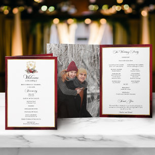 Programme Élégante calligraphie Mariage rouge et or