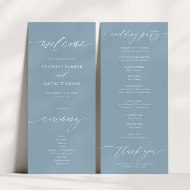 Programme Elégante cérémonie de mariage Dusty Blue (Créateur téléchargé)