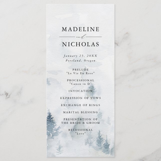 Programme Élégante cérémonie des Mariages des forêts d'hiver (Devant)