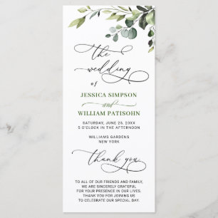 Programme Elégante cérémonie Mariage Eucalyptus aquarelle