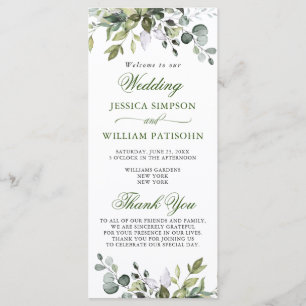 Programme Elégante cérémonie Mariage Eucalyptus aquarelle