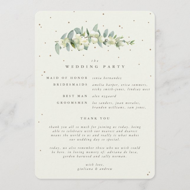 Programme Elégante Crème Snowberry+Eucalyptus Mariage d'hive (Dos)