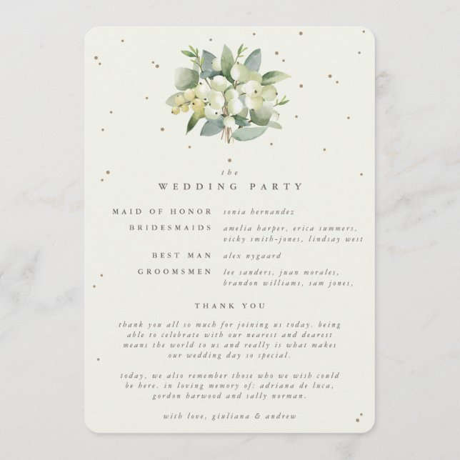 Programme Elégante Crème Snowberry+Eucalyptus Mariage d'hive (Dos)
