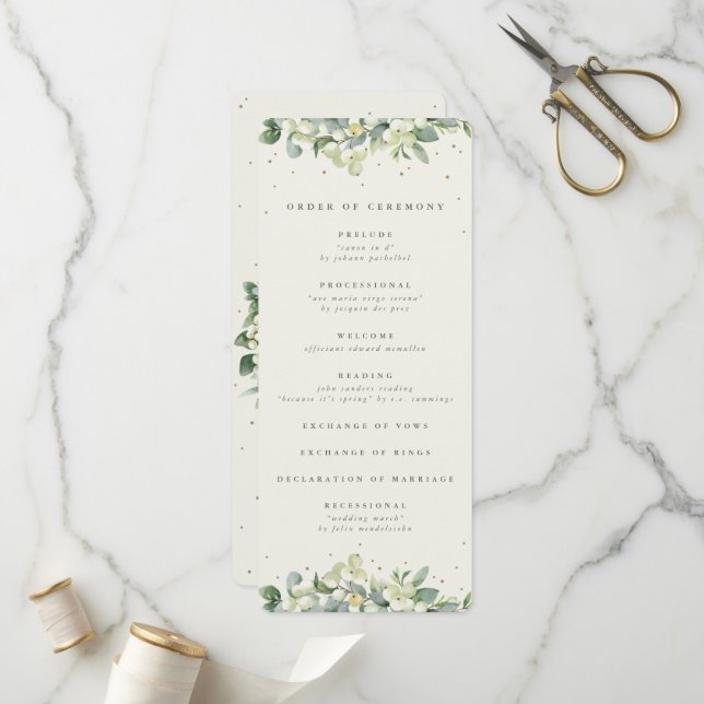 Programme Elégante Crème Snowberry+Eucalyptus Mariage d'hive (Devant/Arrière en situation)