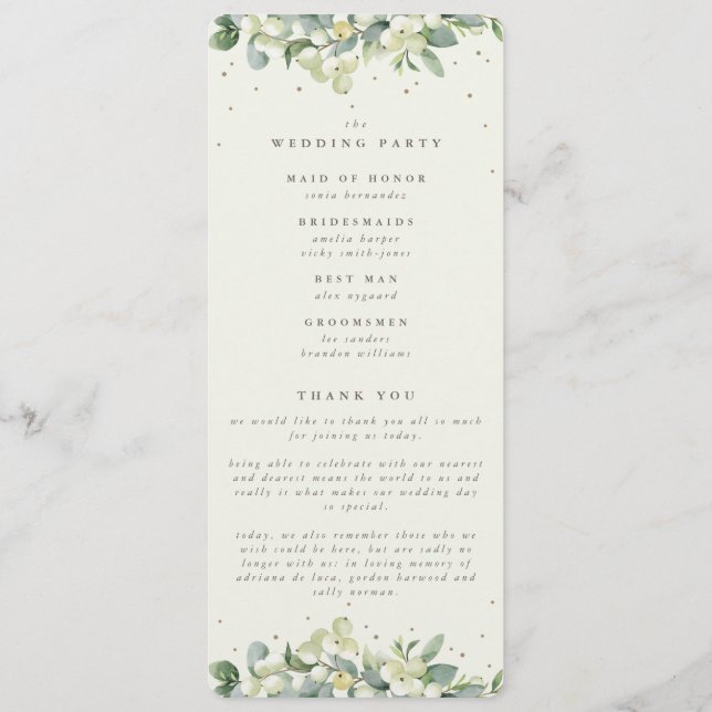 Programme Elégante Crème Snowberry+Eucalyptus Mariage d'hive (Dos)
