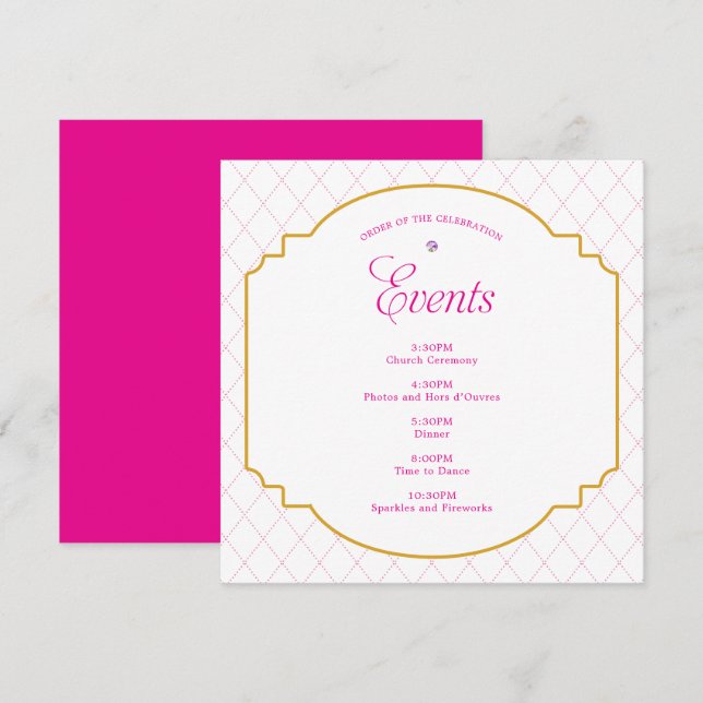 Programme Elégante Crystal Pink Gold Motif Party (Devant / Derrière)