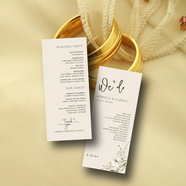 Programme Élégante écriture manuscrite Aquarelle Mariage flo (Créateur téléchargé)