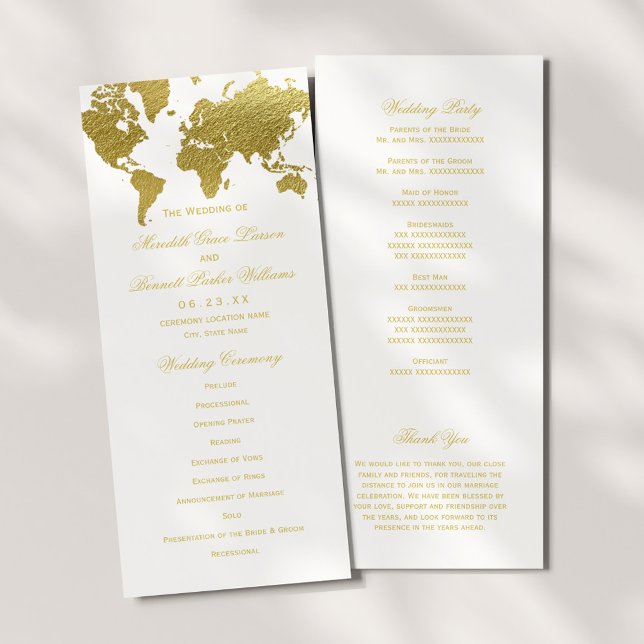 Programme Elégante Gold World Map Ceremony Mariage (Créateur téléchargé)
