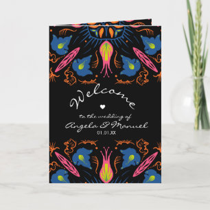 Programme Éléphant Indien Floral Noir Mariage Cœur Main Fa