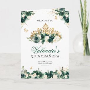 Programme Emerald Green Floral Tiara Butterfly Quinceanera