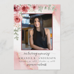 Programme En Mémoire d'amour Blush Fleur rouge funérailles