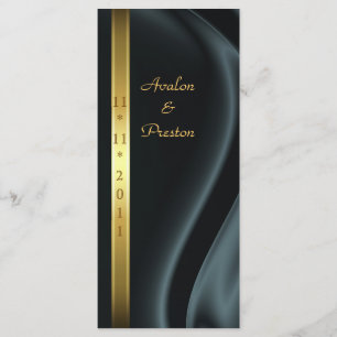 Programme en soie noir de mariage d'or de marquis