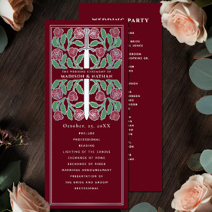 Programme Épée argentée florale médiévale rouge mariage roya