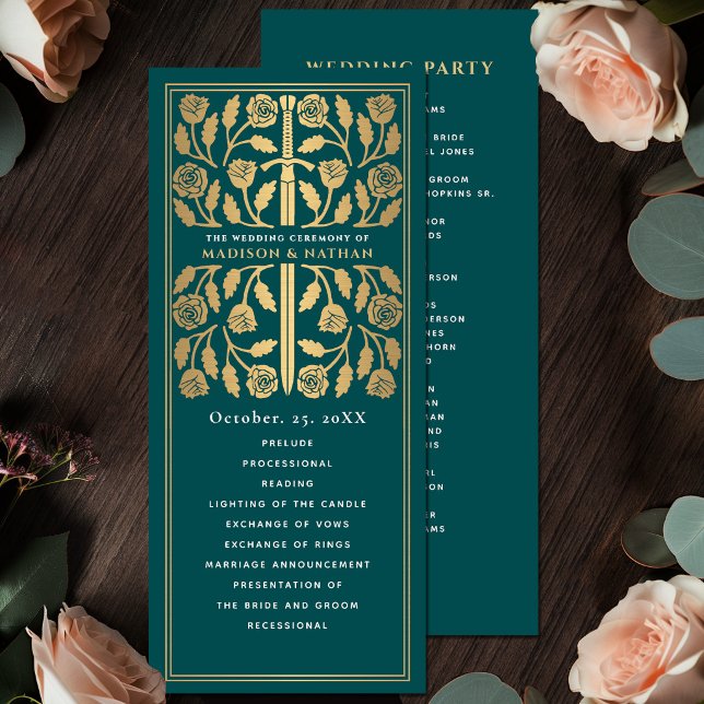 Programme Épée dorée médiévale sarcelle Mariage royal (Créateur téléchargé)