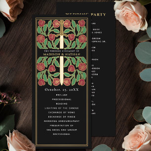 Programme Épée florale médiévale noire or mariage royal