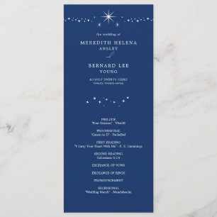 Programme Étoiles Élégantes Célestes Bleu Nuit Mariage Plat