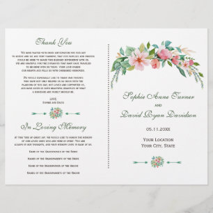 Programme Exotique Luau Tropical Floral Wedding