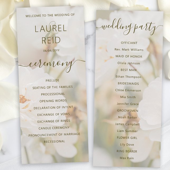 Programme Faded Elegant Rose blanche Photo Mariage romantiqu (Créateur téléchargé)