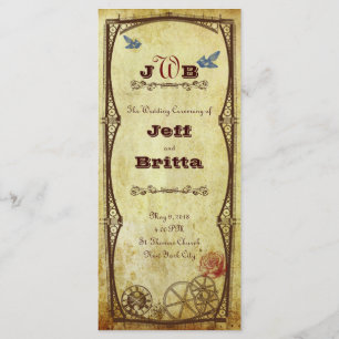 Programme Faux Antique Gold Victorian Steampunk Mariage