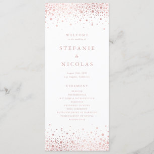 Programme Faux Rose Gold Foil Confetti Dots Mariage