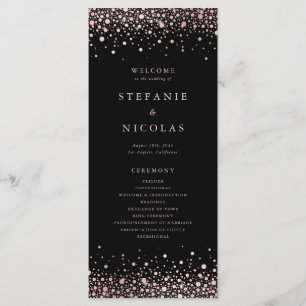 Programme Faux rose gold pailletés confettis points mariage 