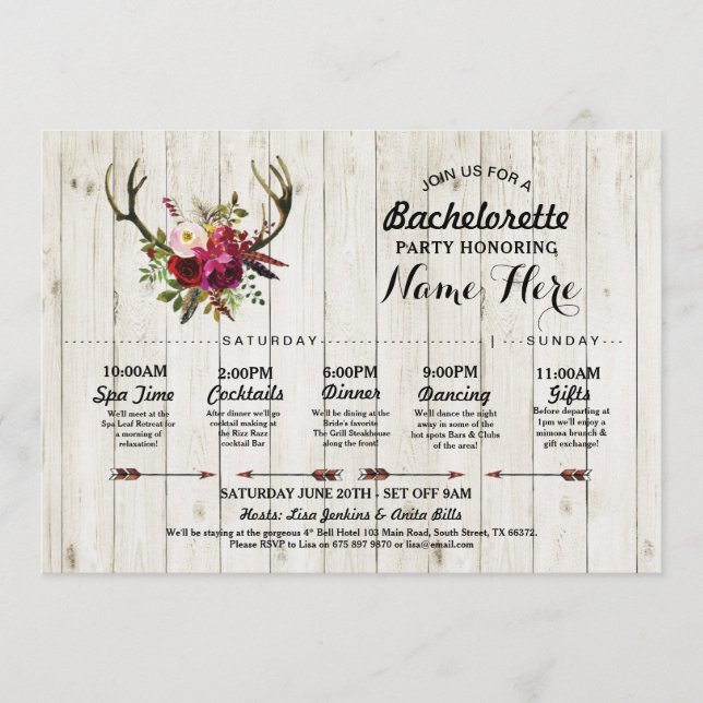 Programme Fête des mariées Itinéraire Bachelorette Antler Ru (Devant)